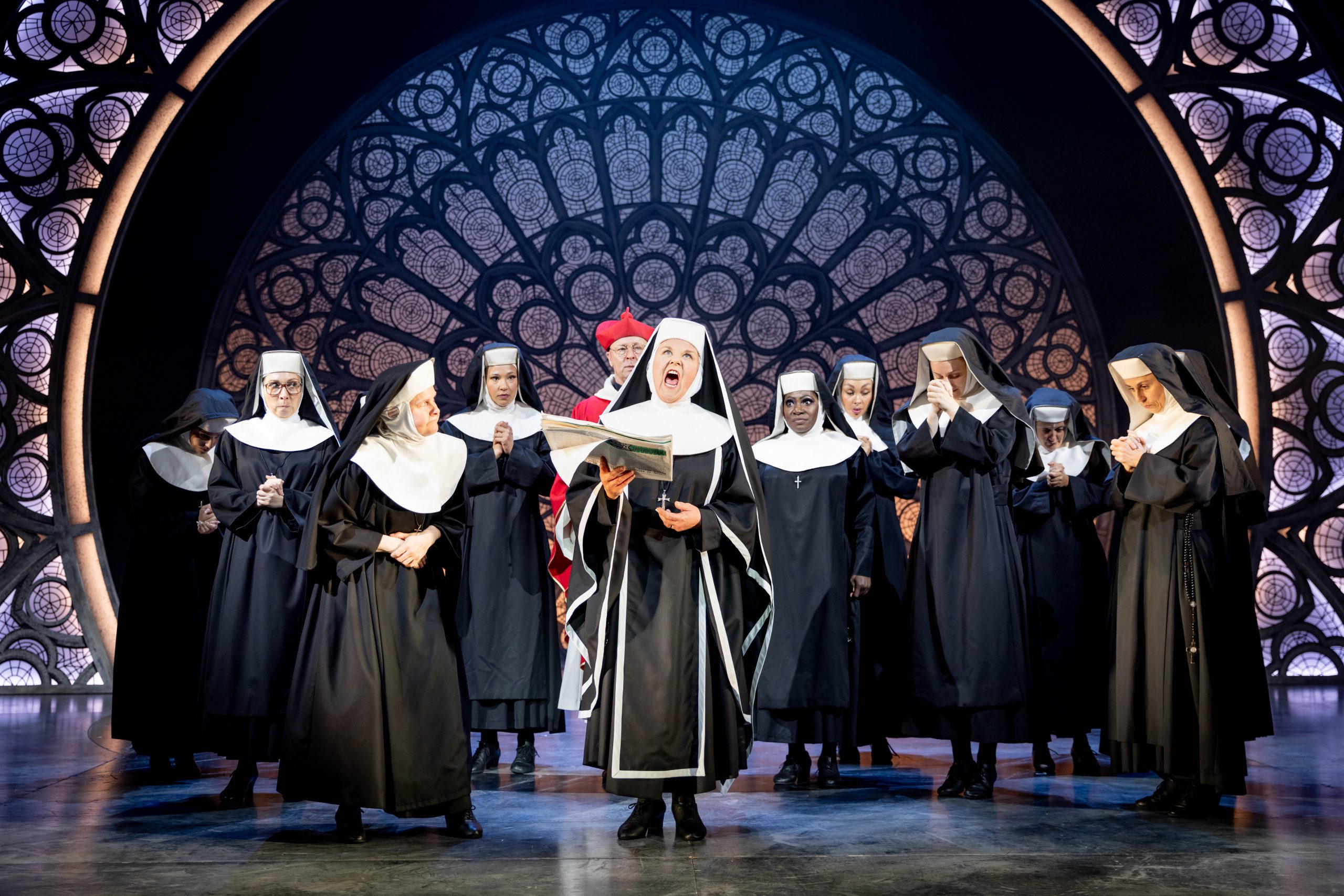 Cast members of Sister Act the musical at Royal and Derngate theatre Northampton