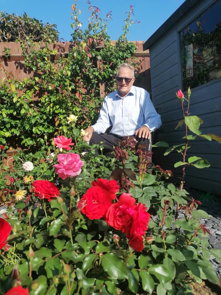 Dennis Meredith in his garden