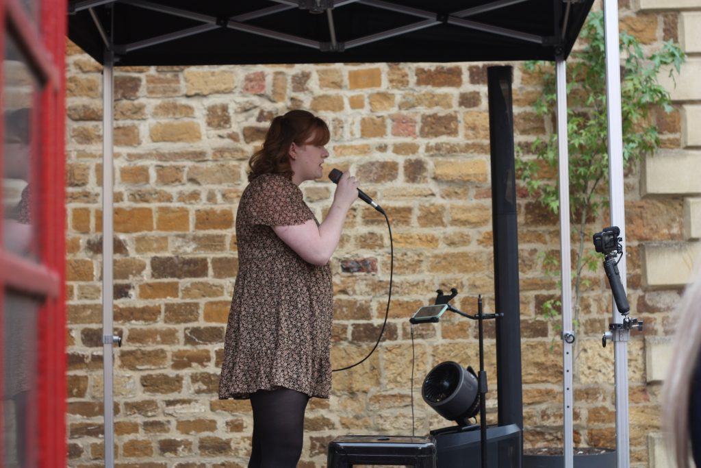 A lady sings