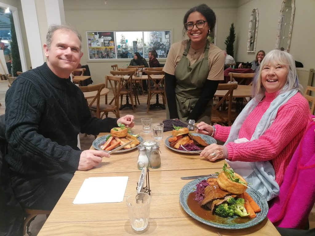 people eating Sunday roast