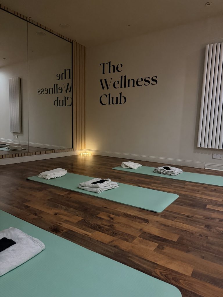 yoga mats on the floor