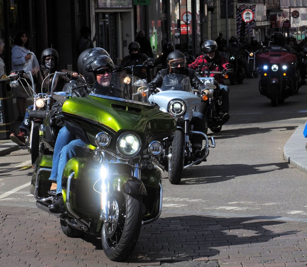 Motorcyclists ride into Northampton town centre